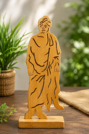 Wooden Swami Vivekananda Tabletop Decor Inspirational Laser-Cut Wooden Showpiece