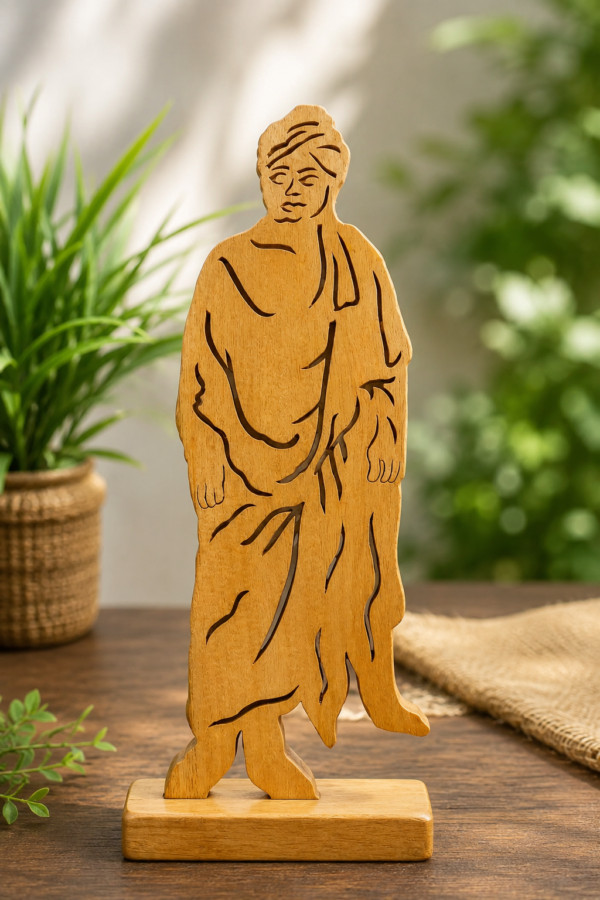 Wooden Swami Vivekananda Tabletop Decor Inspirational Laser-Cut Wooden Showpiece